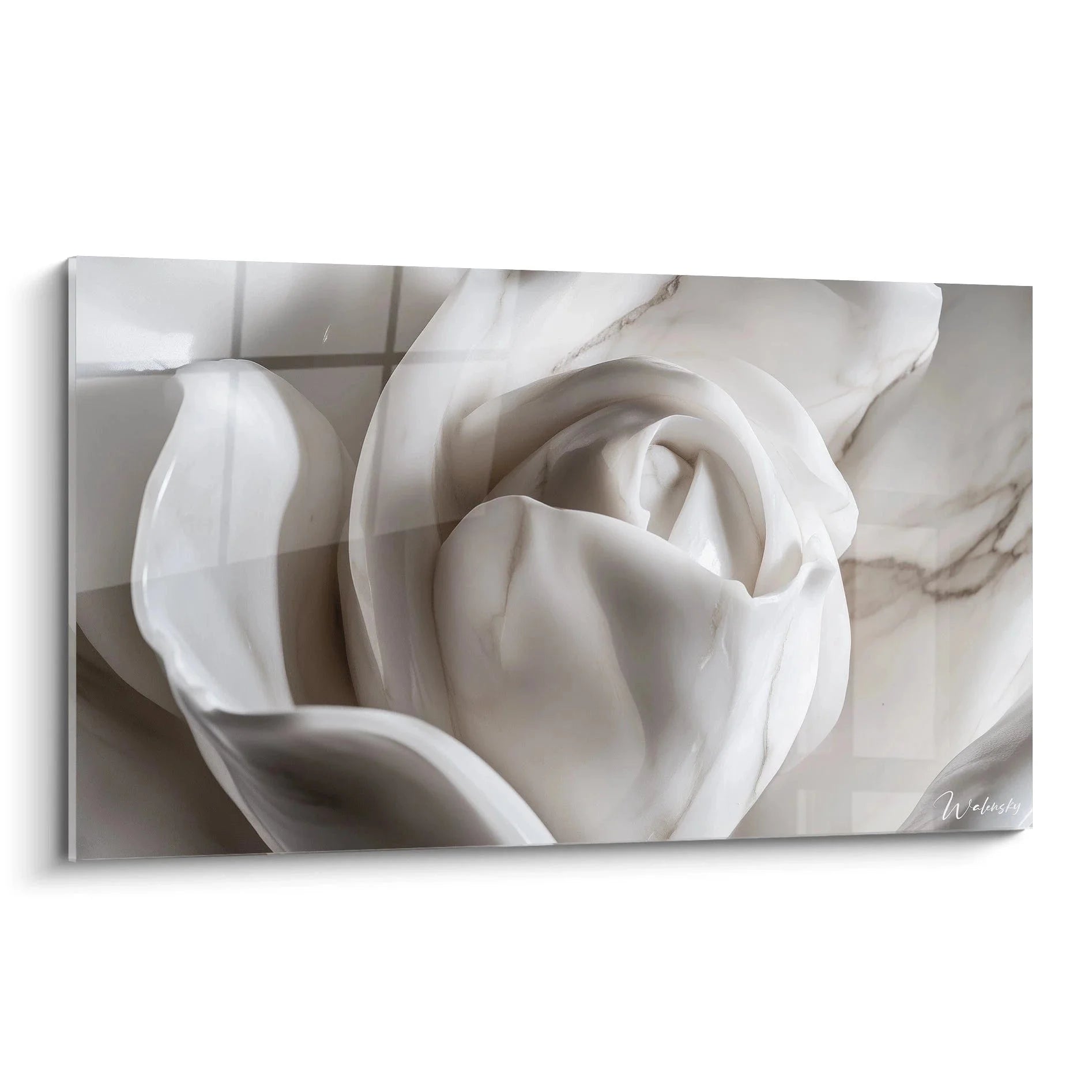 Wandbild weiße Rose in Grautönen - elegante Blütenkunst als XXL Leinwandbild für moderne Wanddekoration