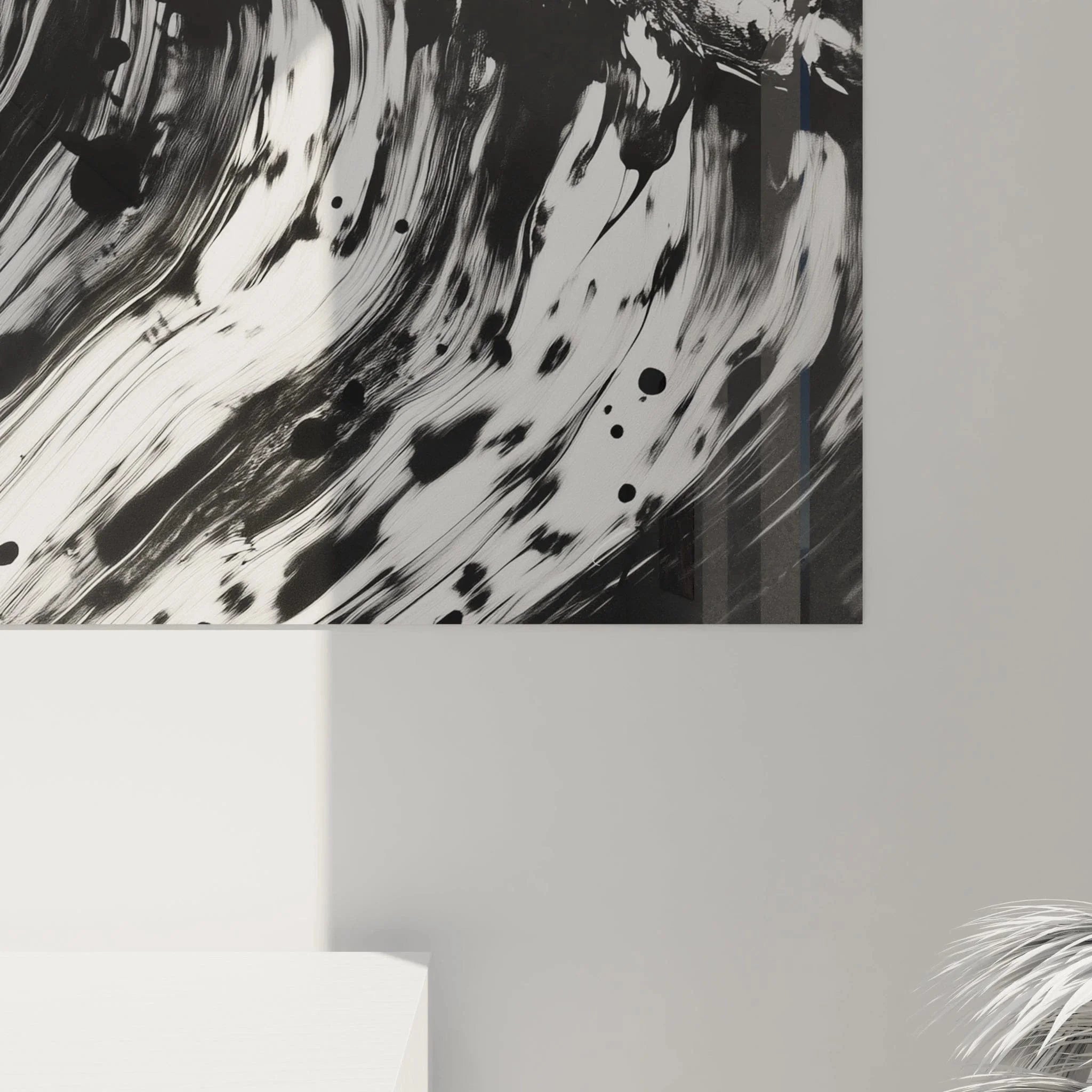 Gesamtansicht Wandbild Welle schwarz-weiß maritime Kunst Meeresbrandung Wanddekoration