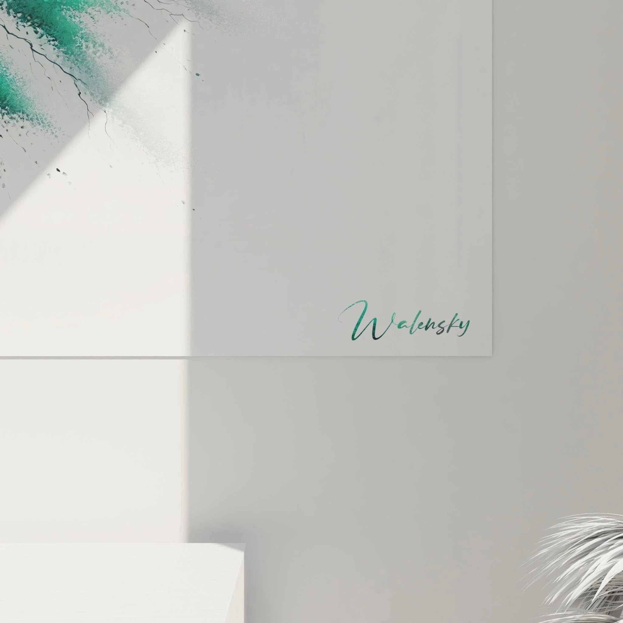 Gesamtansicht Wandbild mystischer Windbaum - komplette Aquarell-Komposition auf weißer Leinwand