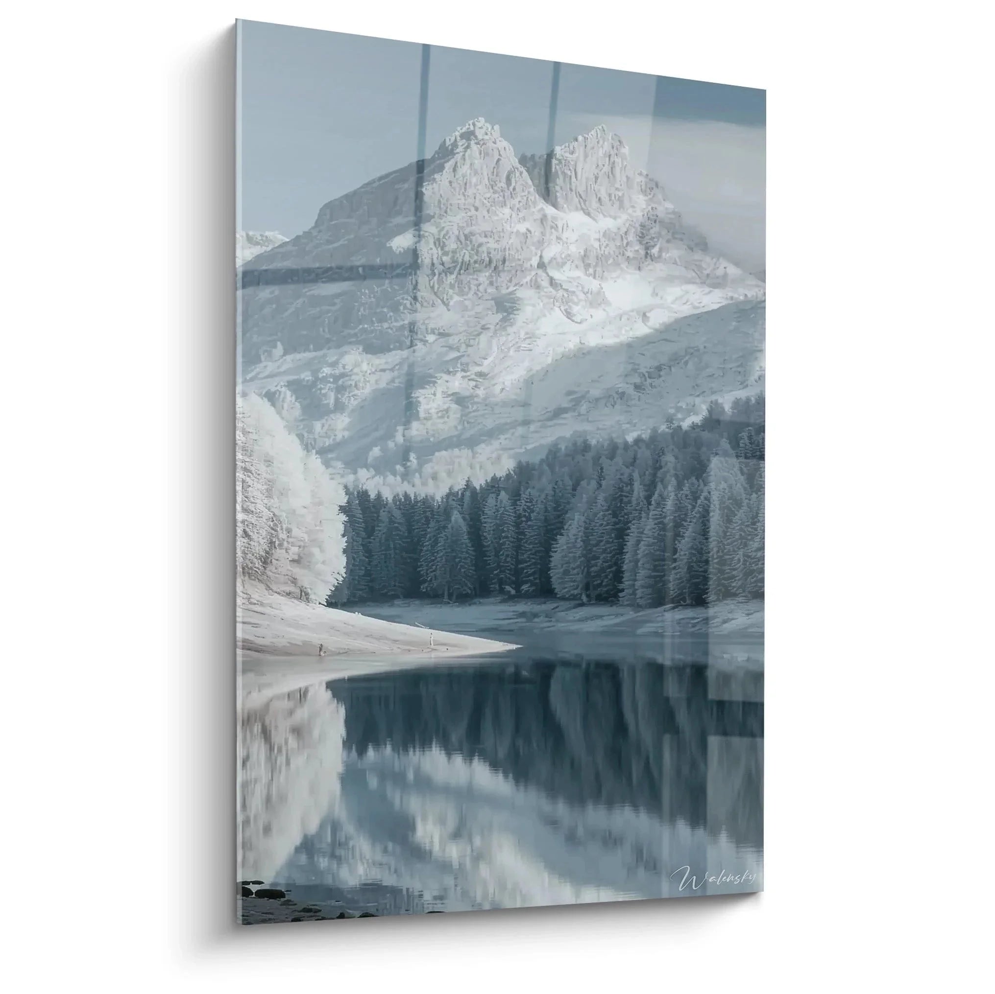 Wandbild Winterlandschaft mit verschneiten Bergen und Bergsee Reflexion Edition Winter