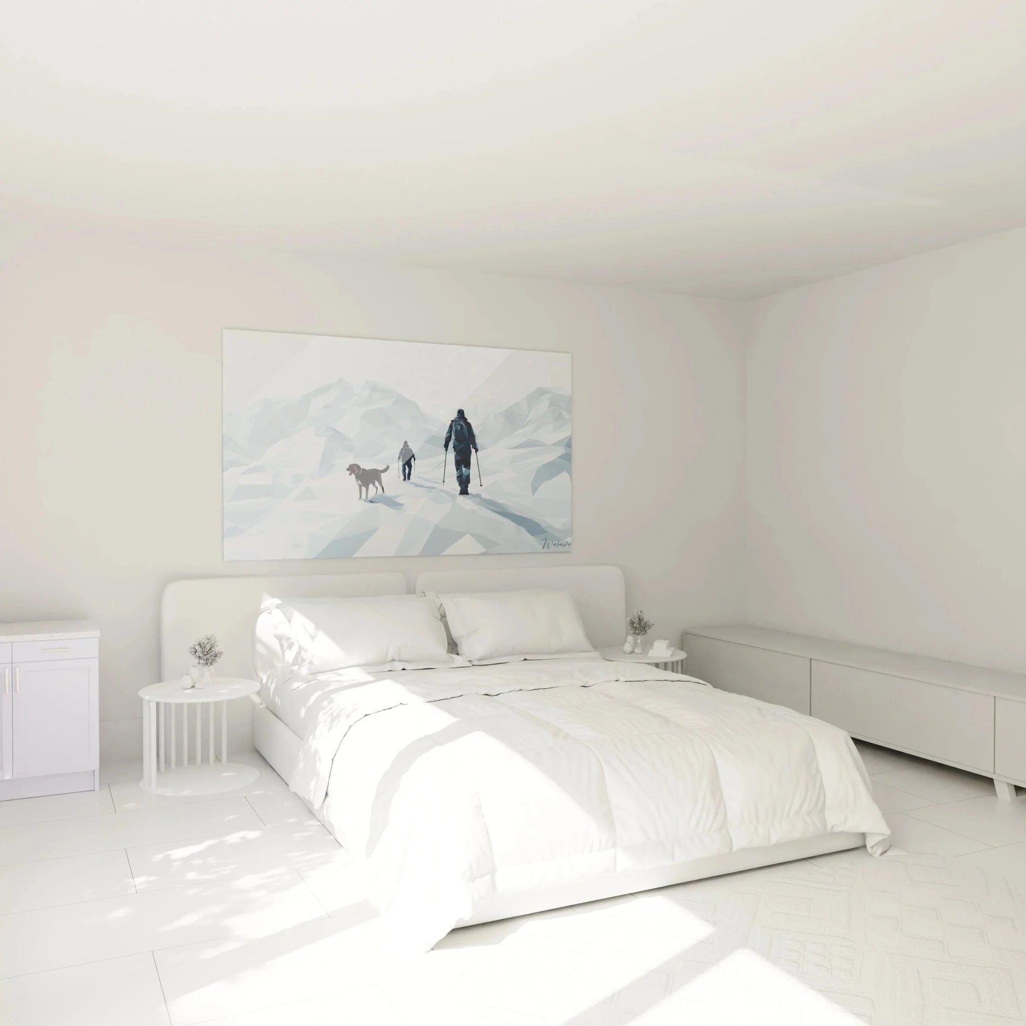 Wandbild XXL Winterszene Schlafzimmer Dekoration moderne Berglandschaft geometrisch