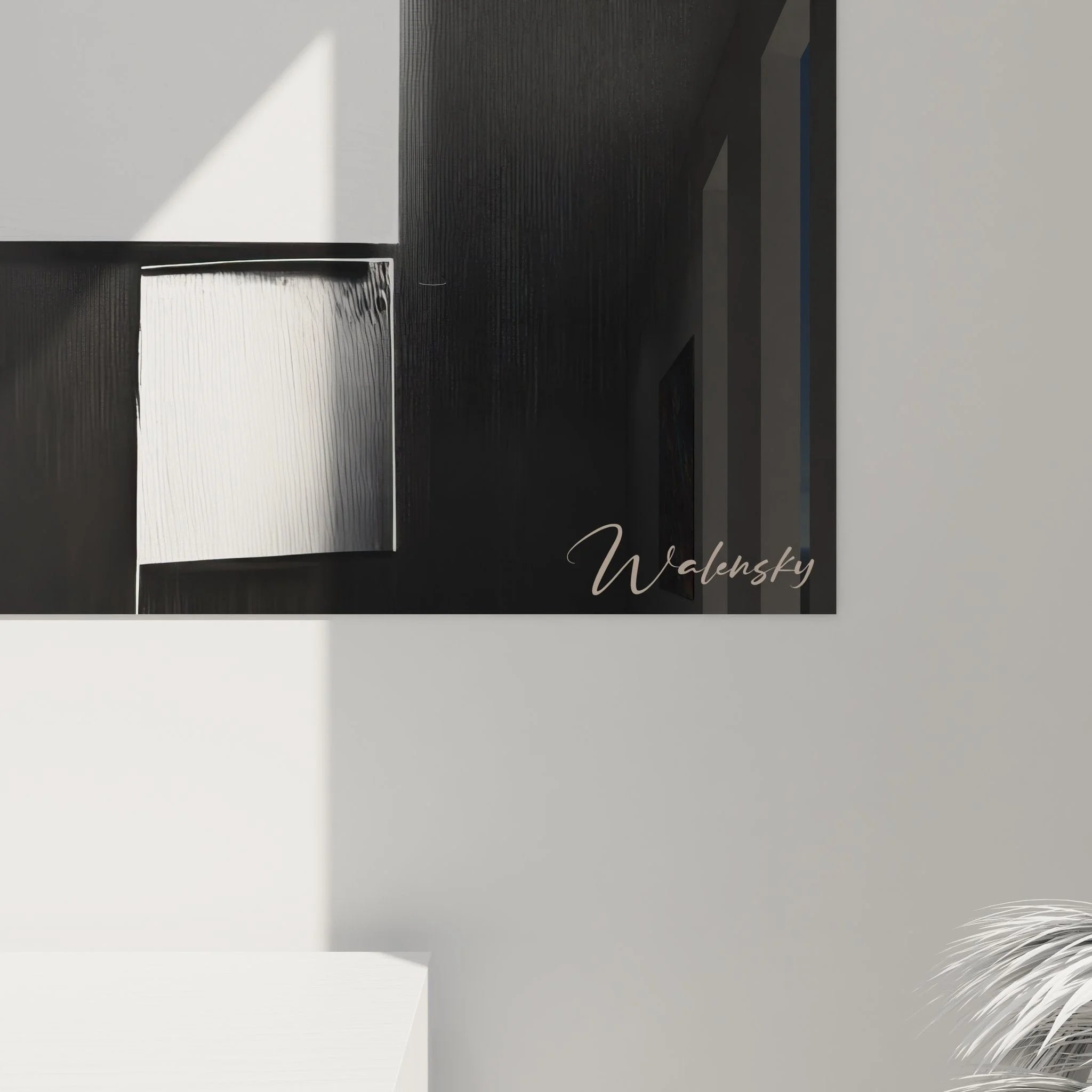 Gesamtansicht geometrisches Wandbild abstrakte Komposition in XXL Format für moderne Raumgestaltung