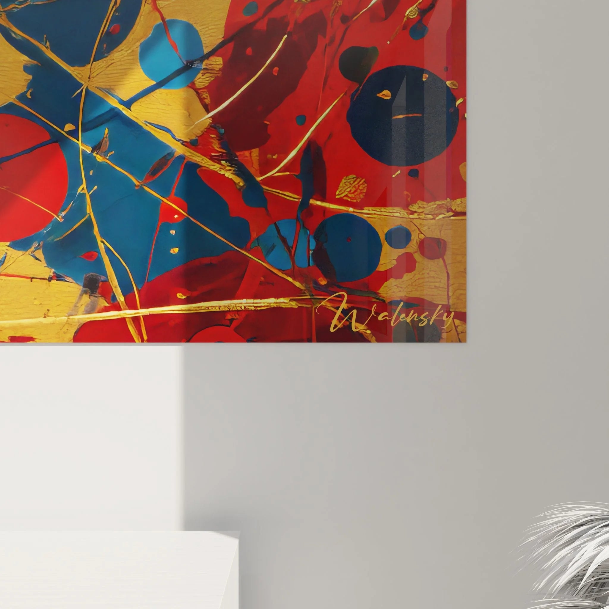 Gesamtansicht Wandbild XXL abstrakte Kunst mit expressiver Farbkomposition