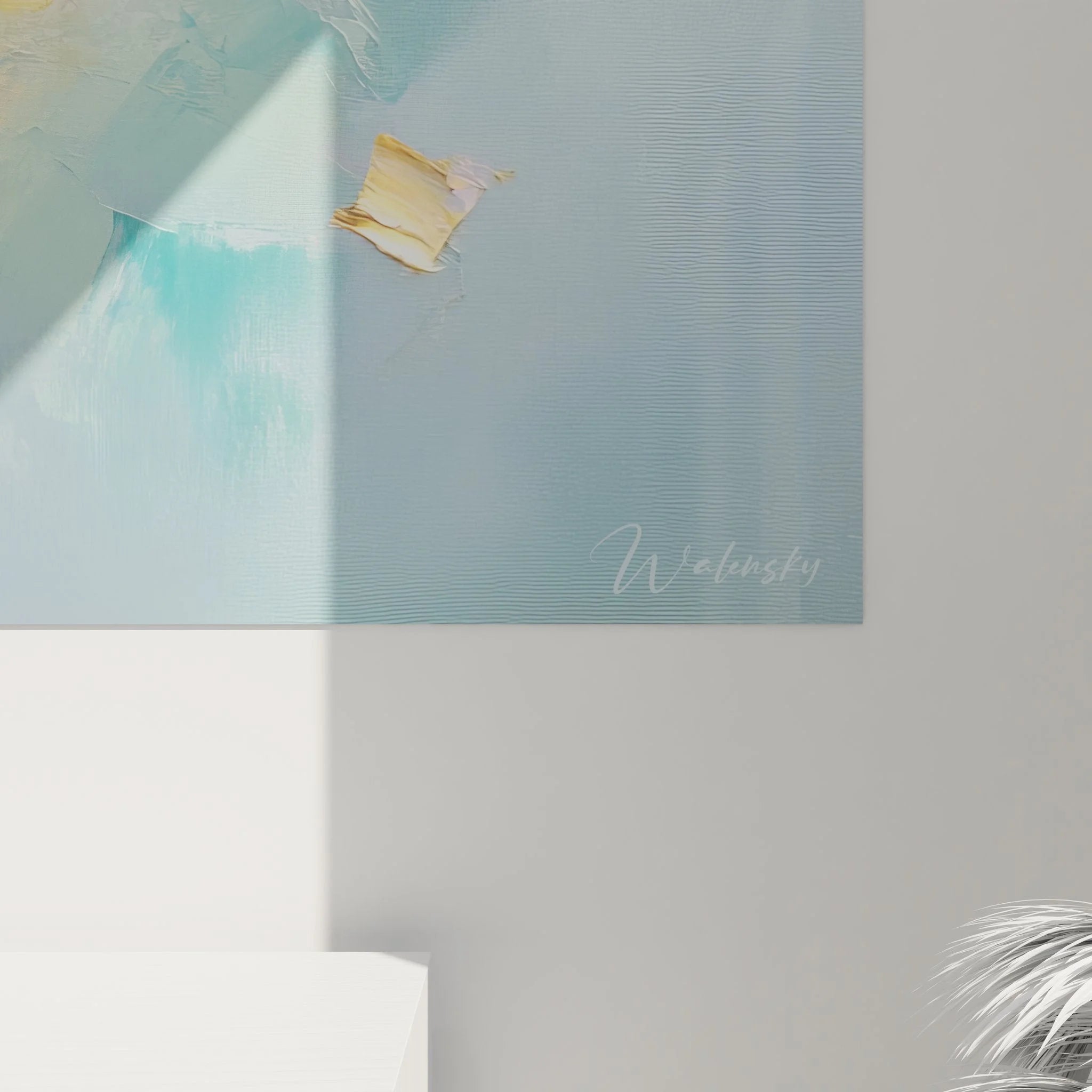 Gesamtansicht Wandbild XXL abstrakte Komposition Gold Lila moderne Wandkunst