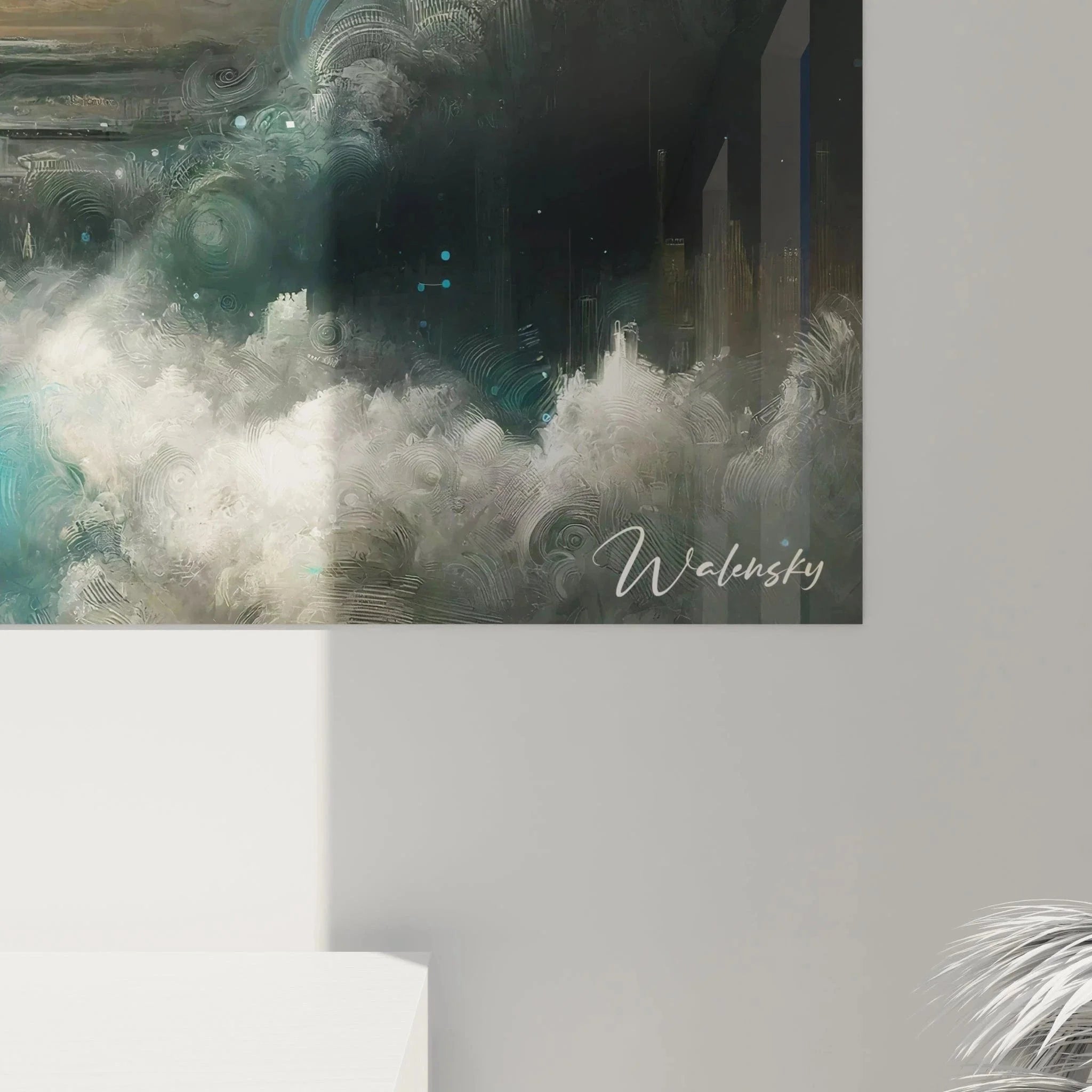 Wandbild XXL abstrakte kosmische Landschaft Expressionismus Edition als moderne Raumdekoration Gesamtansicht