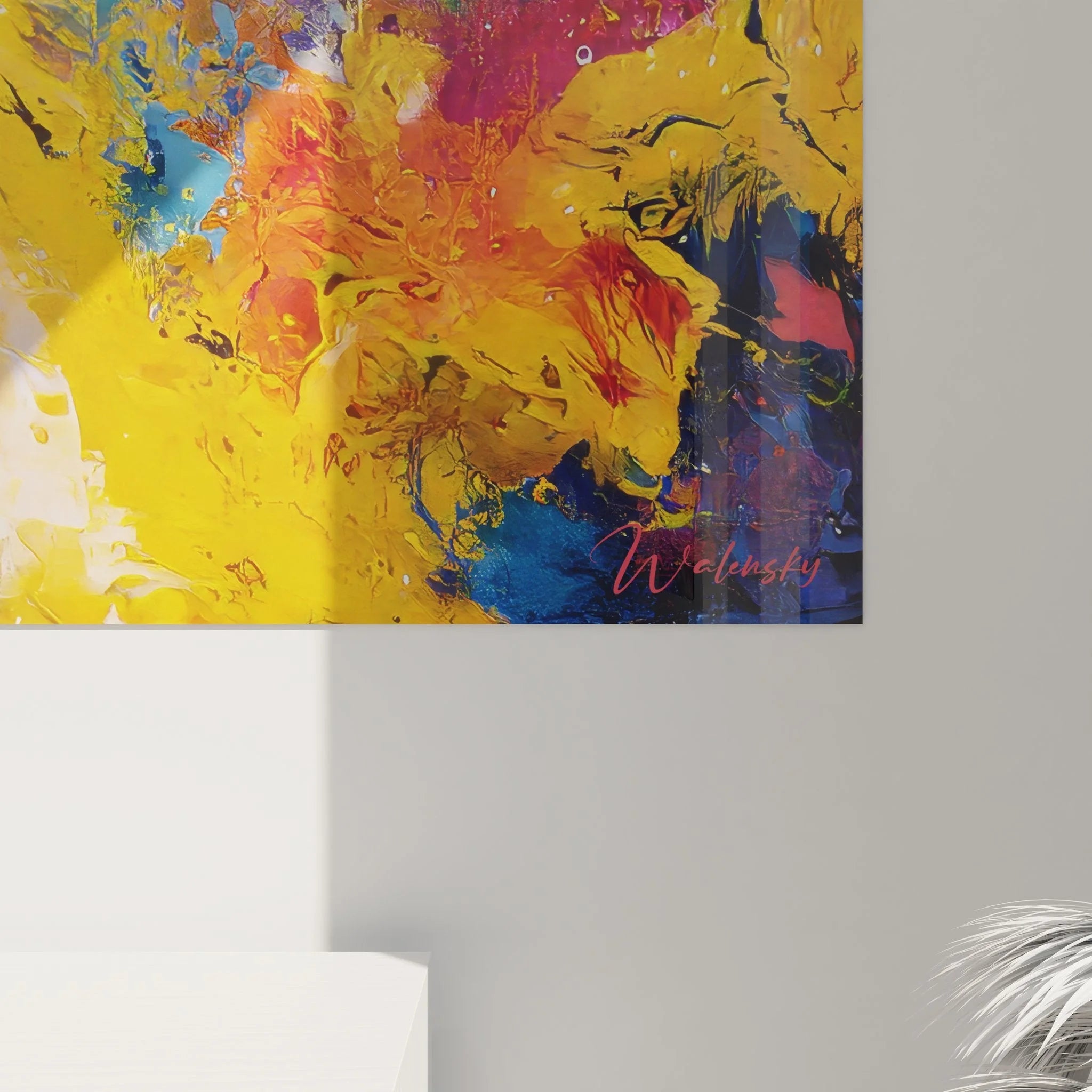 Wandbild XXL abstrakte Kunst Farbexplosion Gesamtansicht mit dynamischer Farbkomposition