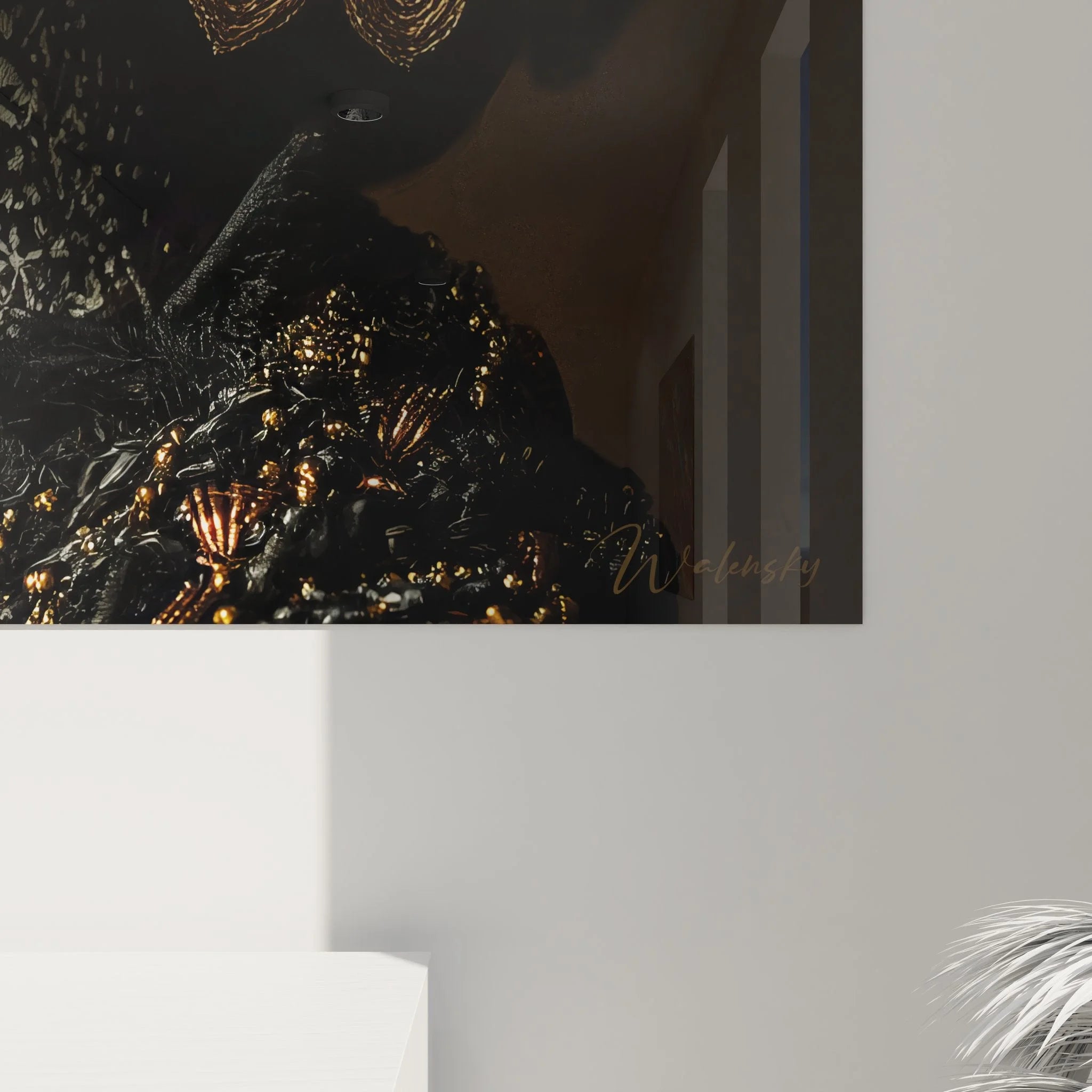 Gesamtansicht Wandbild XXL afrikanische Frau mit traditionellen Ornamenten, ethnische Kunstdekoration