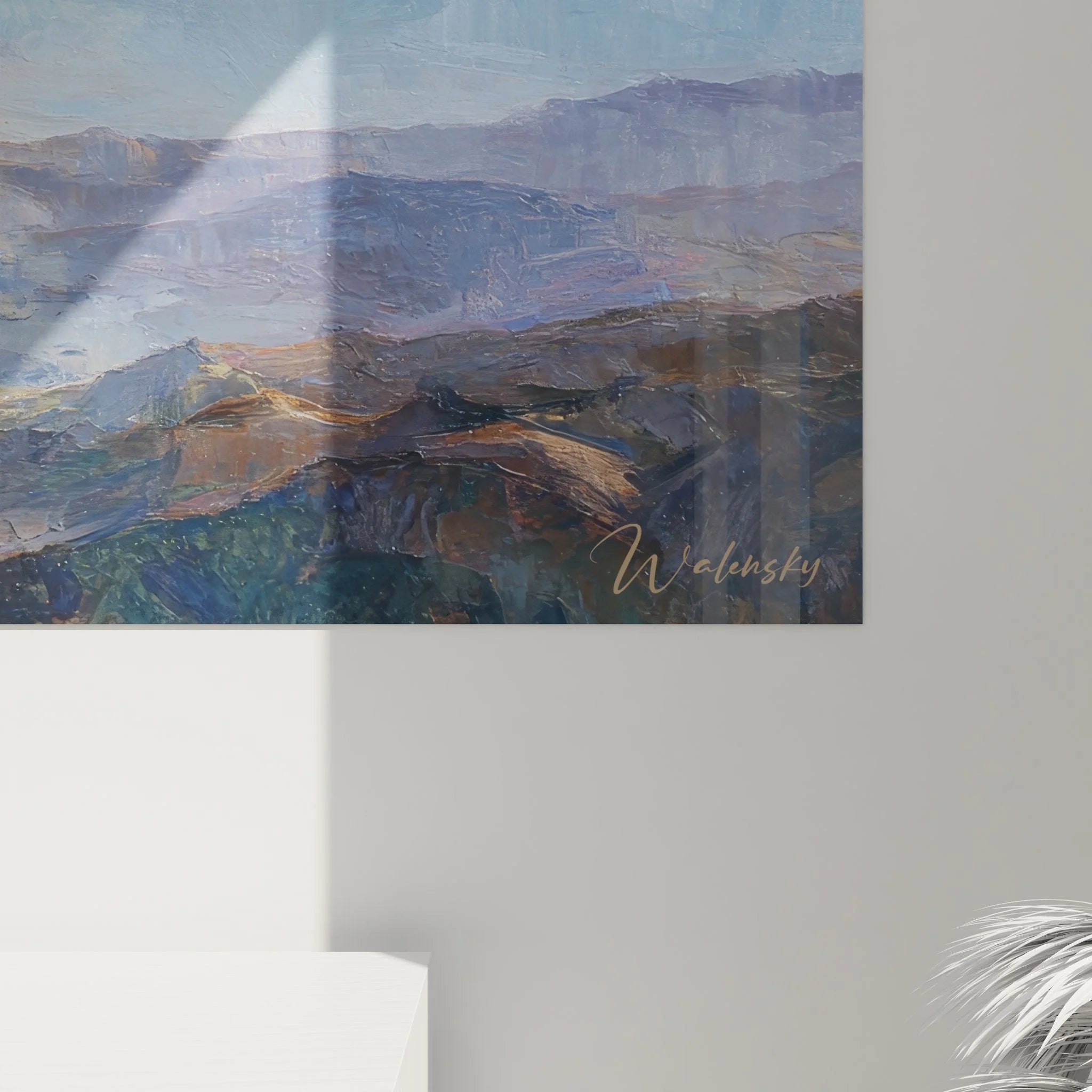 Komplettansicht Wandbild XXL Bergpanorama - Mystische Gebirgslandschaft mit Nebelschwaden als Wandkunst