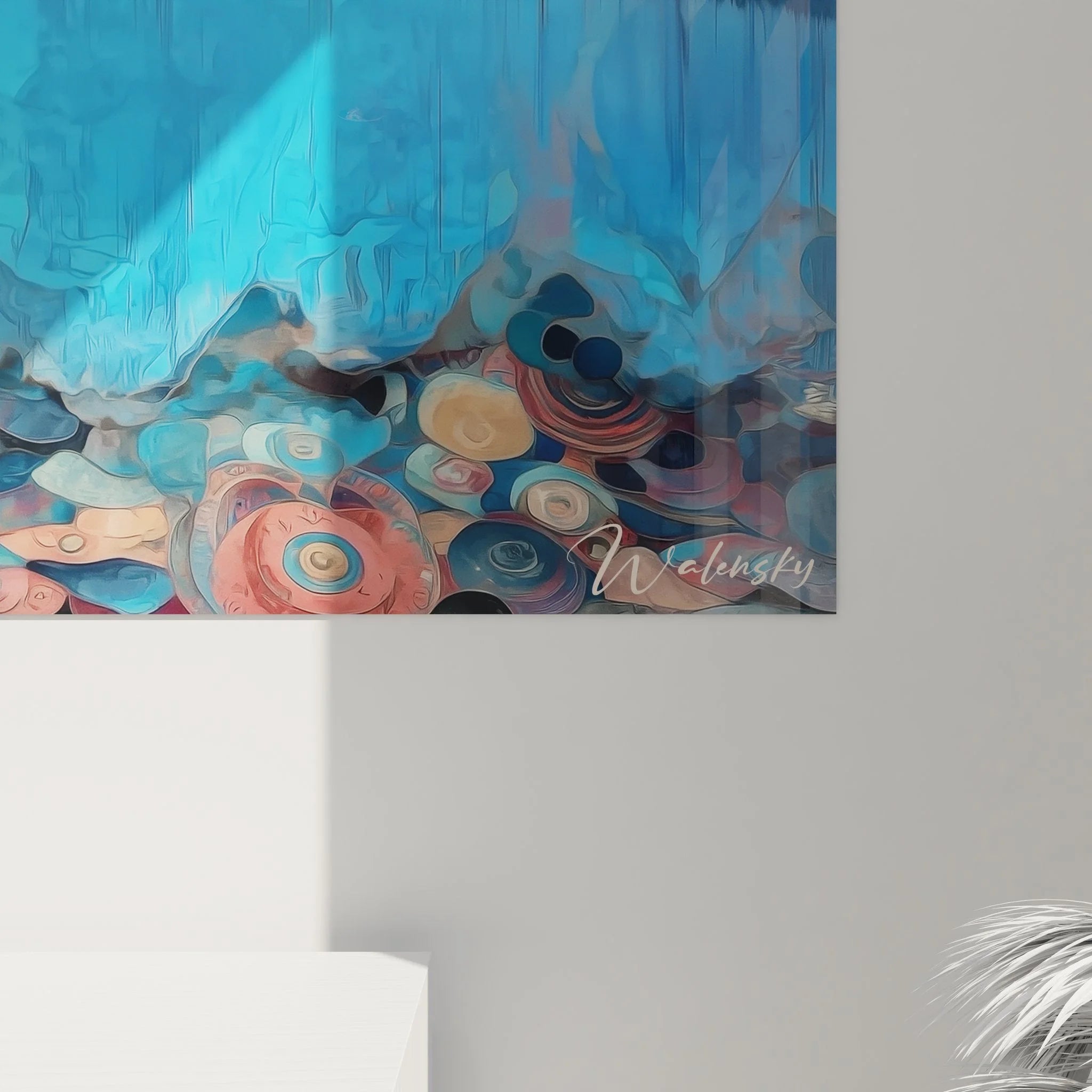 Gesamtansicht Wandbild XXL Bergsee - mystische Berglandschaft mit Spiegelung im blauen Wasser