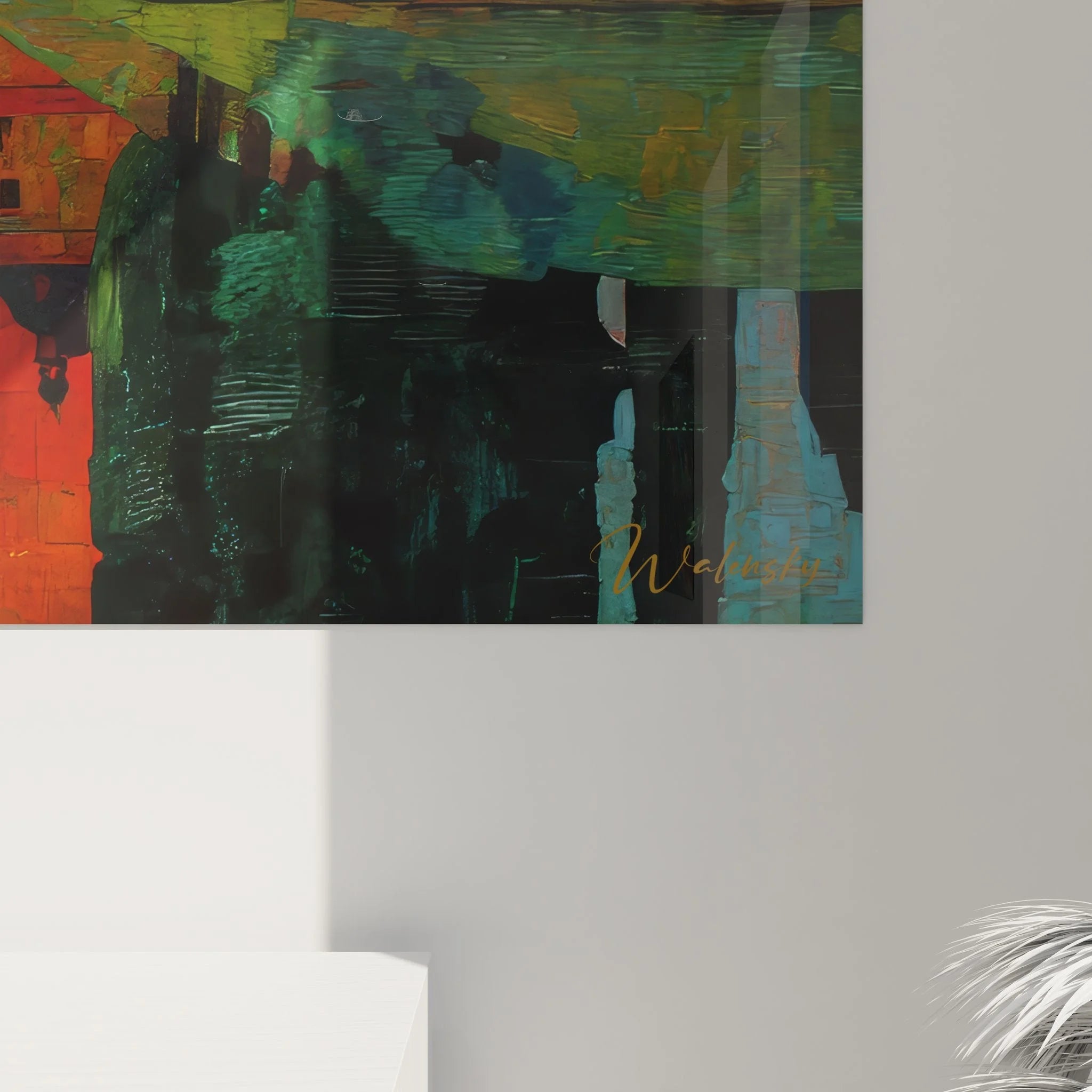 Gesamtansicht Wandbild XXL Brückenlandschaft mediterran Expressionismus Raumgestaltung