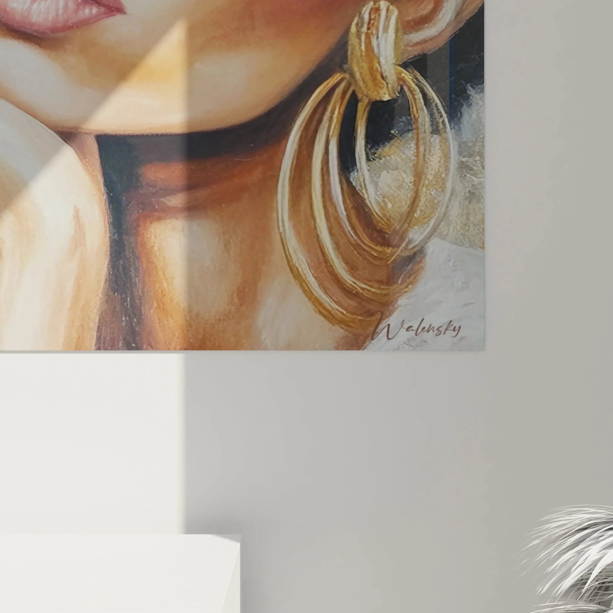 Gesamtansicht Wandbild XXL Mode-Gesicht, elegante Frau mit Sonnenbrille, Premium Kunstdruck für Wohnraum