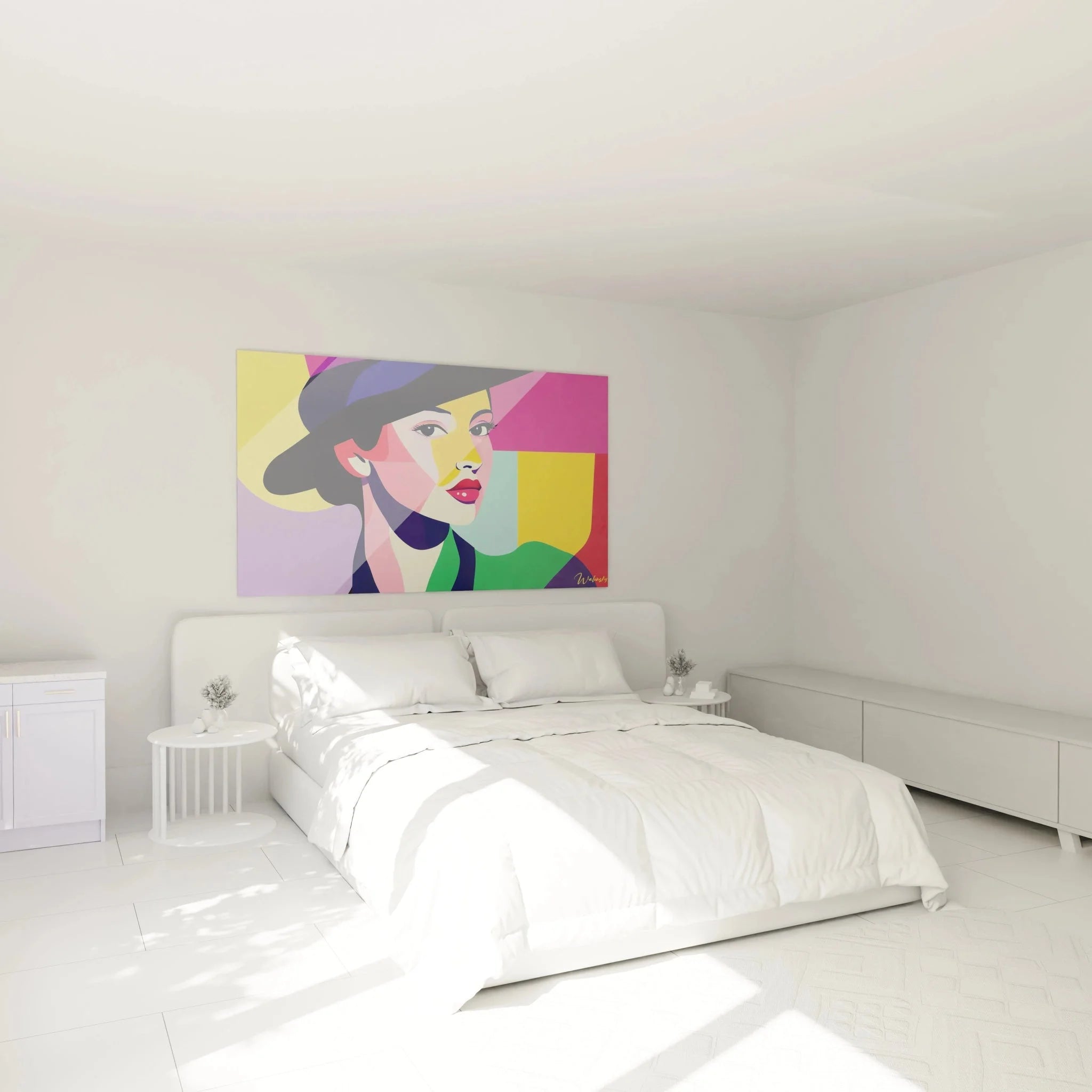 Wandbild XXL Frau mit Hut als stilvolle Schlafzimmer Wanddekoration - Henri Matisse Edition
