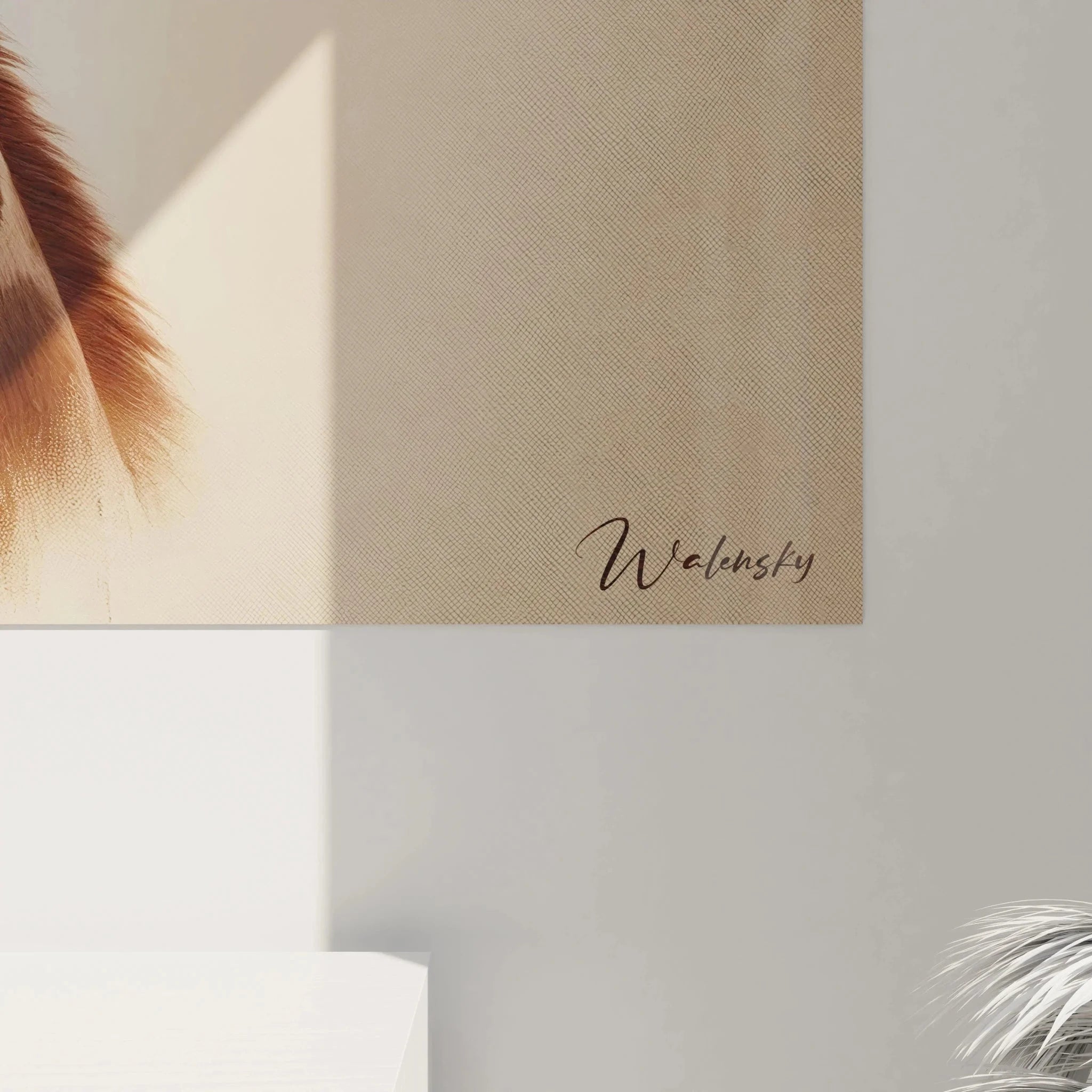 Wandbild XXL Giraffe in Raumansicht als moderne Tierwandkunst für elegante Wohnräume