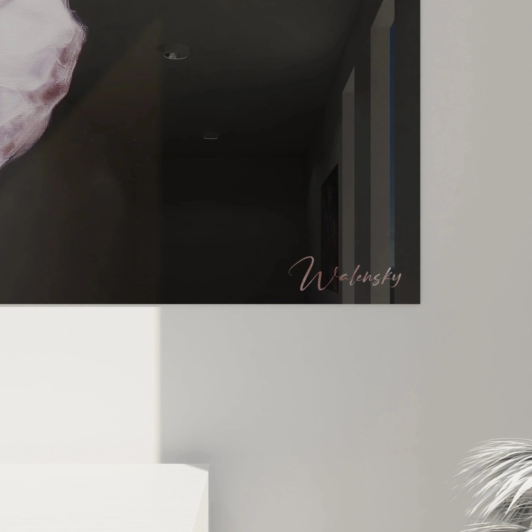 Gesamtansicht Wandbild Liebespaar Hyperrealismus in modernem Raum als XXL Wandkunst Tango Szene