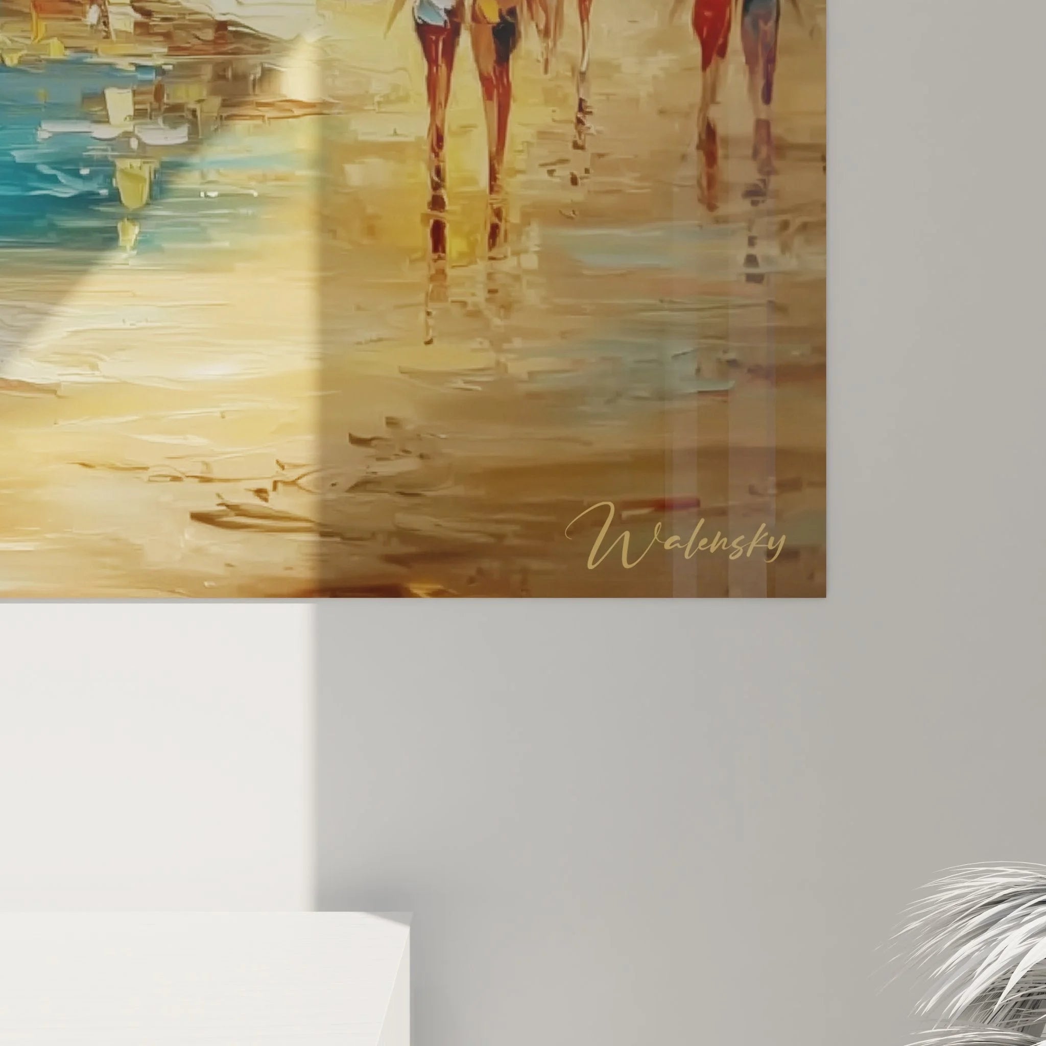 Gesamtansicht Wandbild mediterrane Küstenlandschaft XXL - komplette Hafenszene mit Klippen und Strand