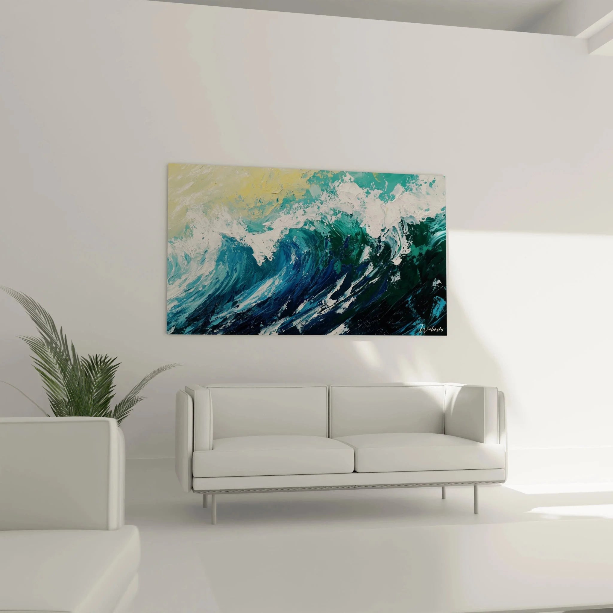 Wandbild XXL Meereswellen Schlafzimmer Dekoration maritime Kunst blaue Wellen Gustave Courbet Edition