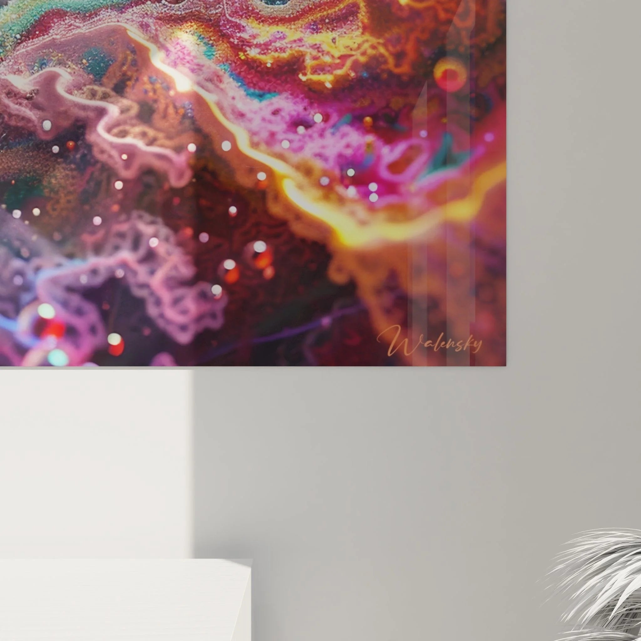 Gesamtansicht Wandbild XXL Neuronales Netzwerk mit kosmischen Farbverläufen