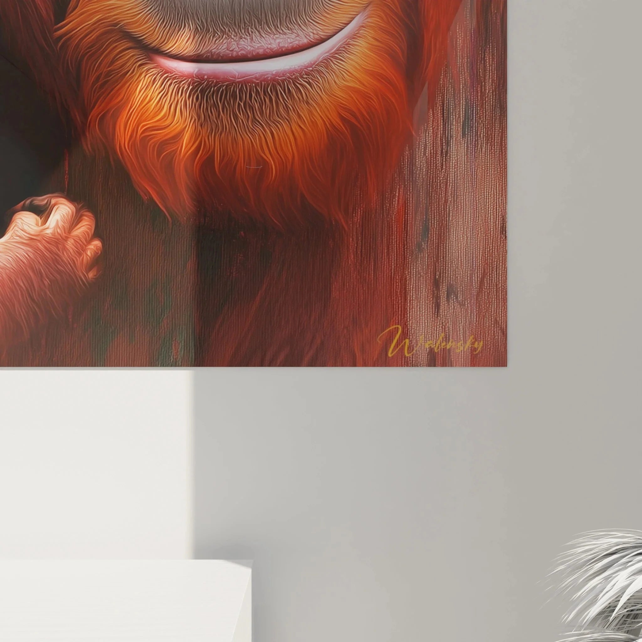 Gesamtansicht Wandbild XXL Orang-Utan Familie, hochwertige Leinwand Wanddekoration