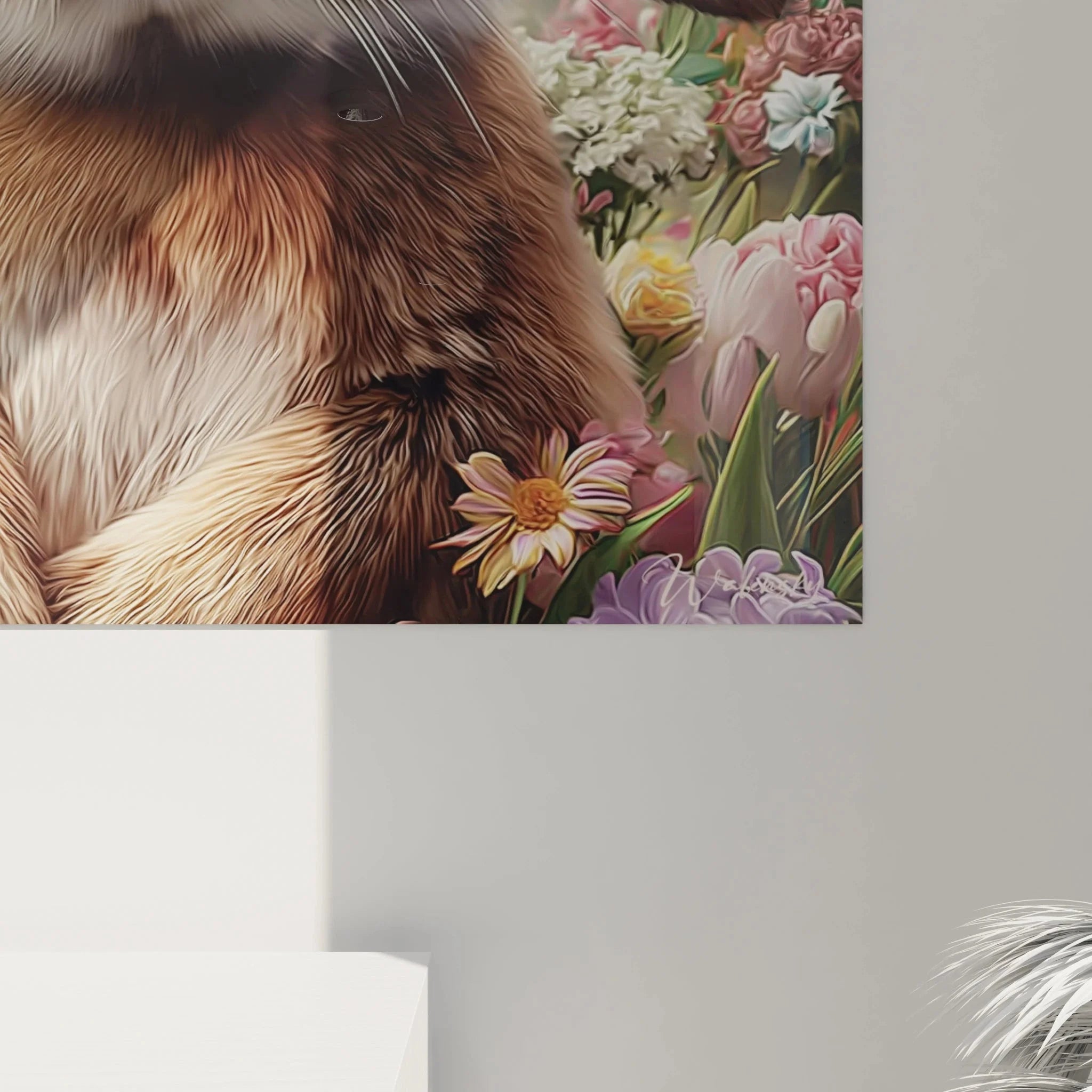 Wandbild XXL Ostermotiv Gesamtansicht - Osterhase Frühlingsblüten Wandkunst