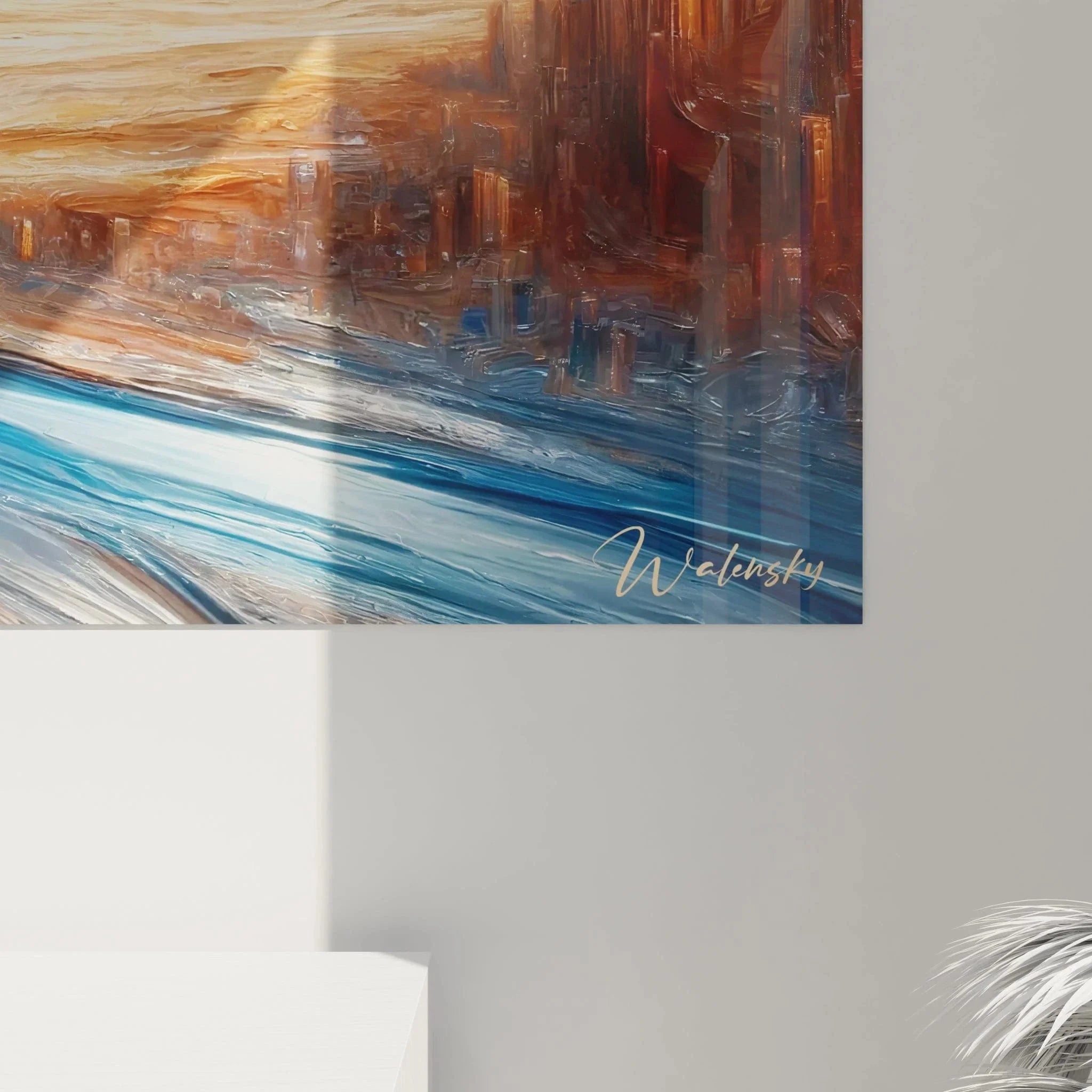 Gesamtansicht Wandbild XXL Pyramiden Wüstenlandschaft abstrakte Komposition Wandkunst