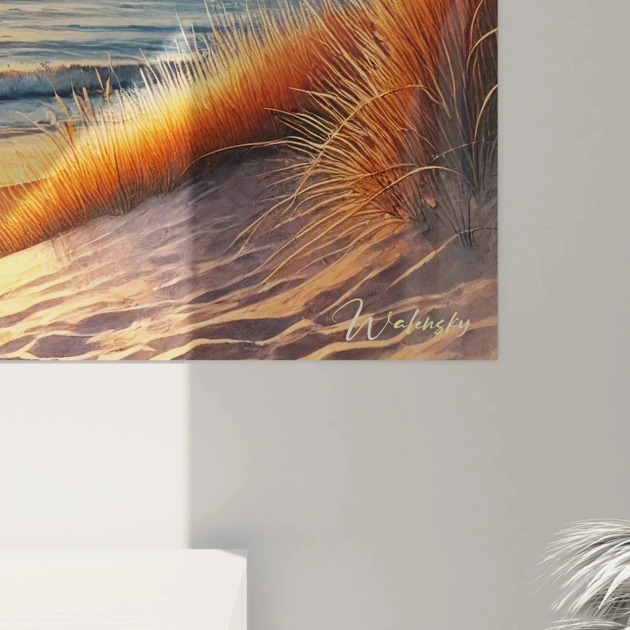 Gesamtansicht Wandbild XXL Strand mit Sonnenuntergang, Dünen und Meer als maritime Wanddeko