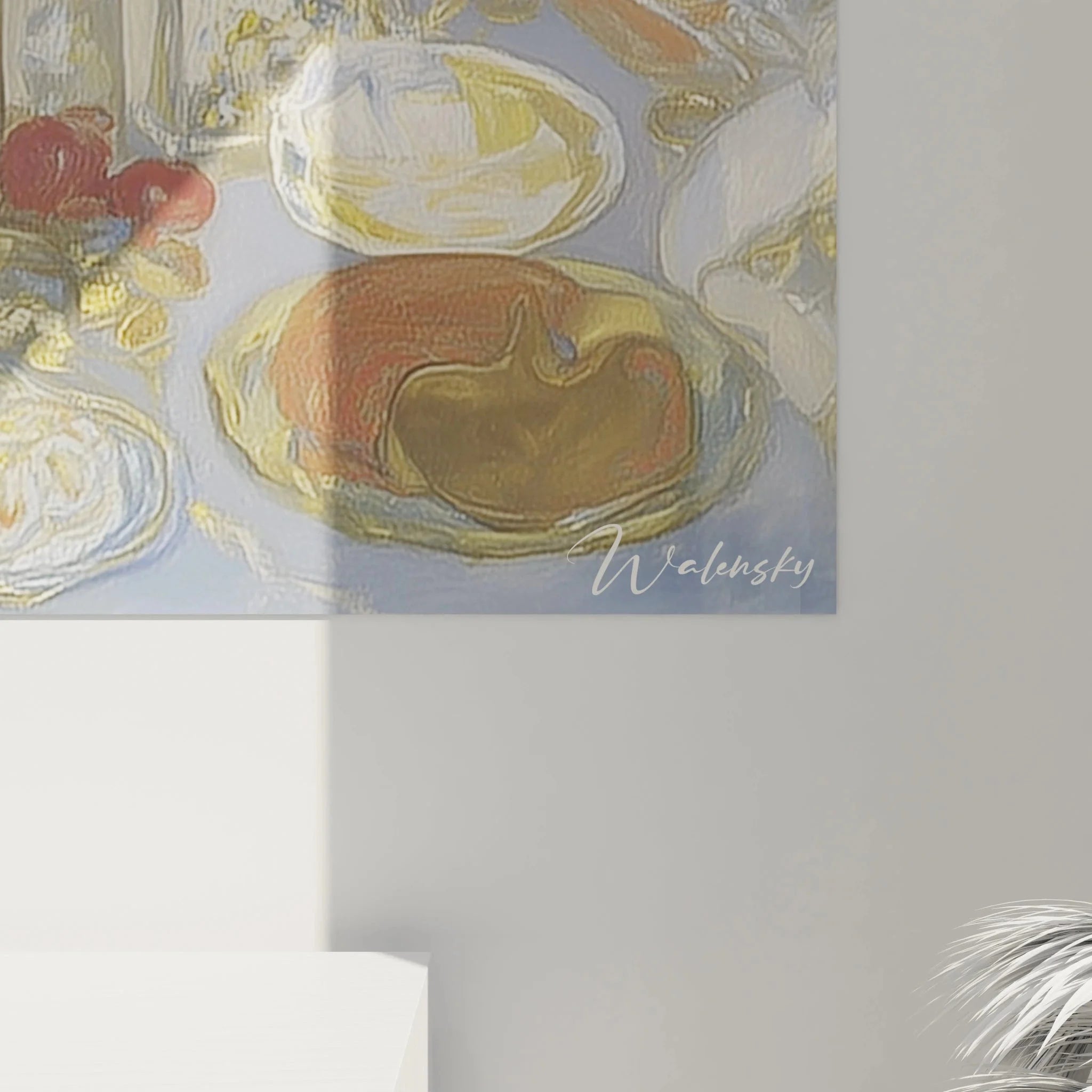 Gesamtansicht des Symbolismus Wandbildes mit alchemistischer Szene in warmen Gold- und Blautönen