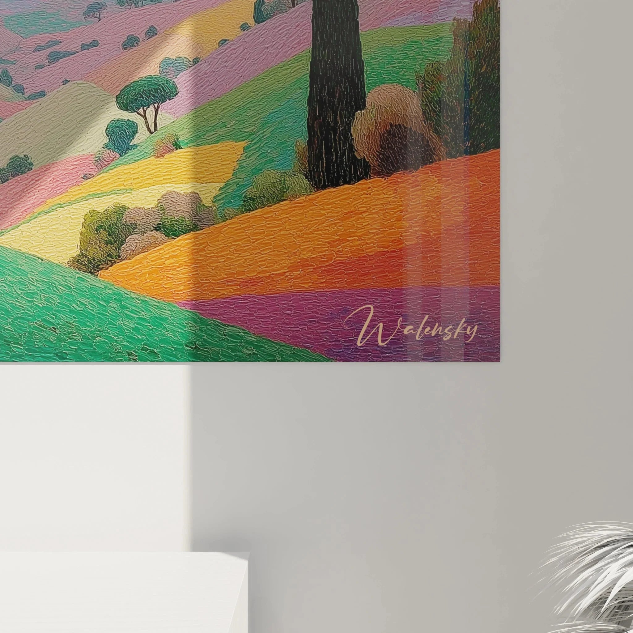 Wandbild XXL Toskana Pointillismus Gesamtansicht mediterrane Landschaftsmalerei Italien