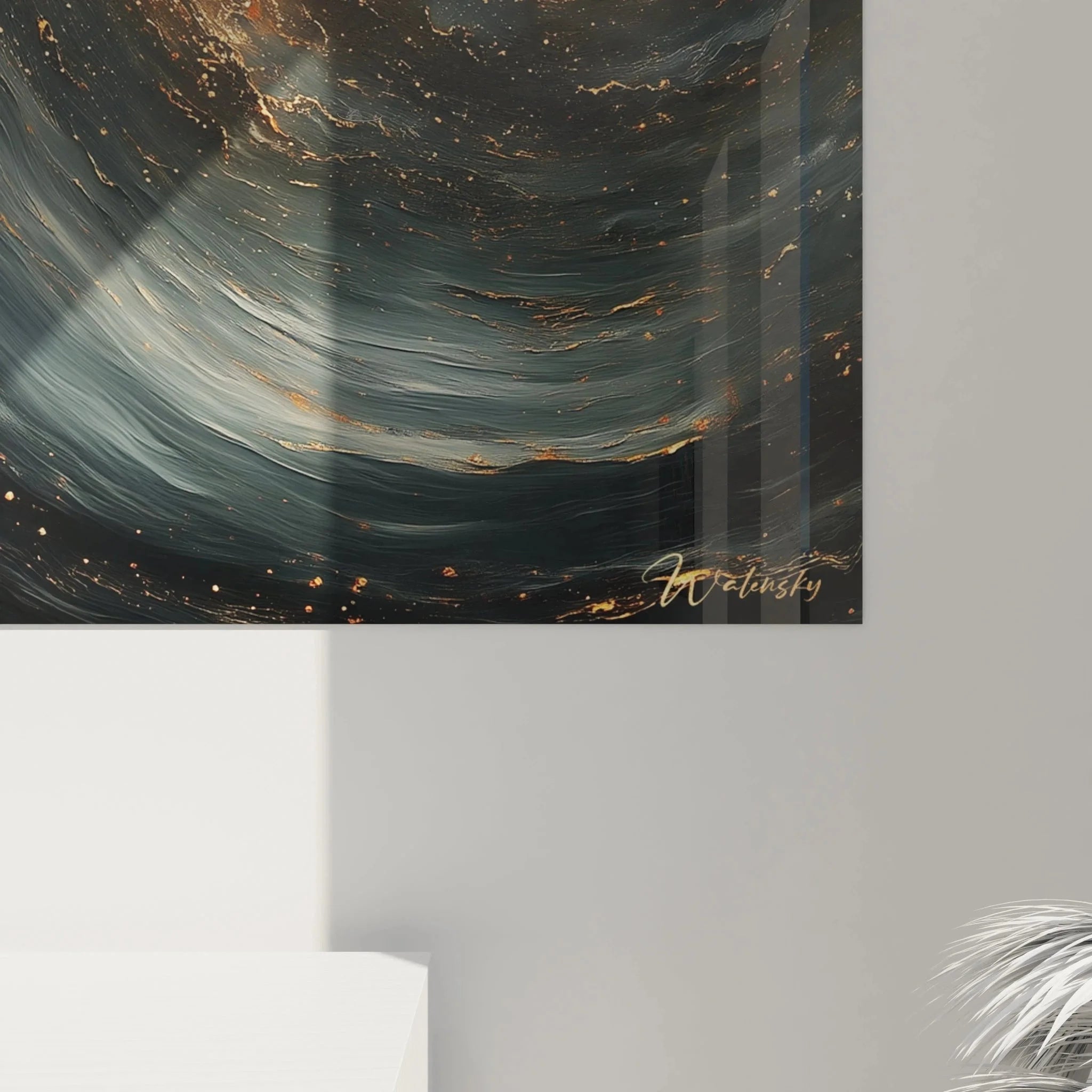 Gesamtansicht Wandbild XXL Tsunami Expressionismus mit kraftvoller Wellenkomposition