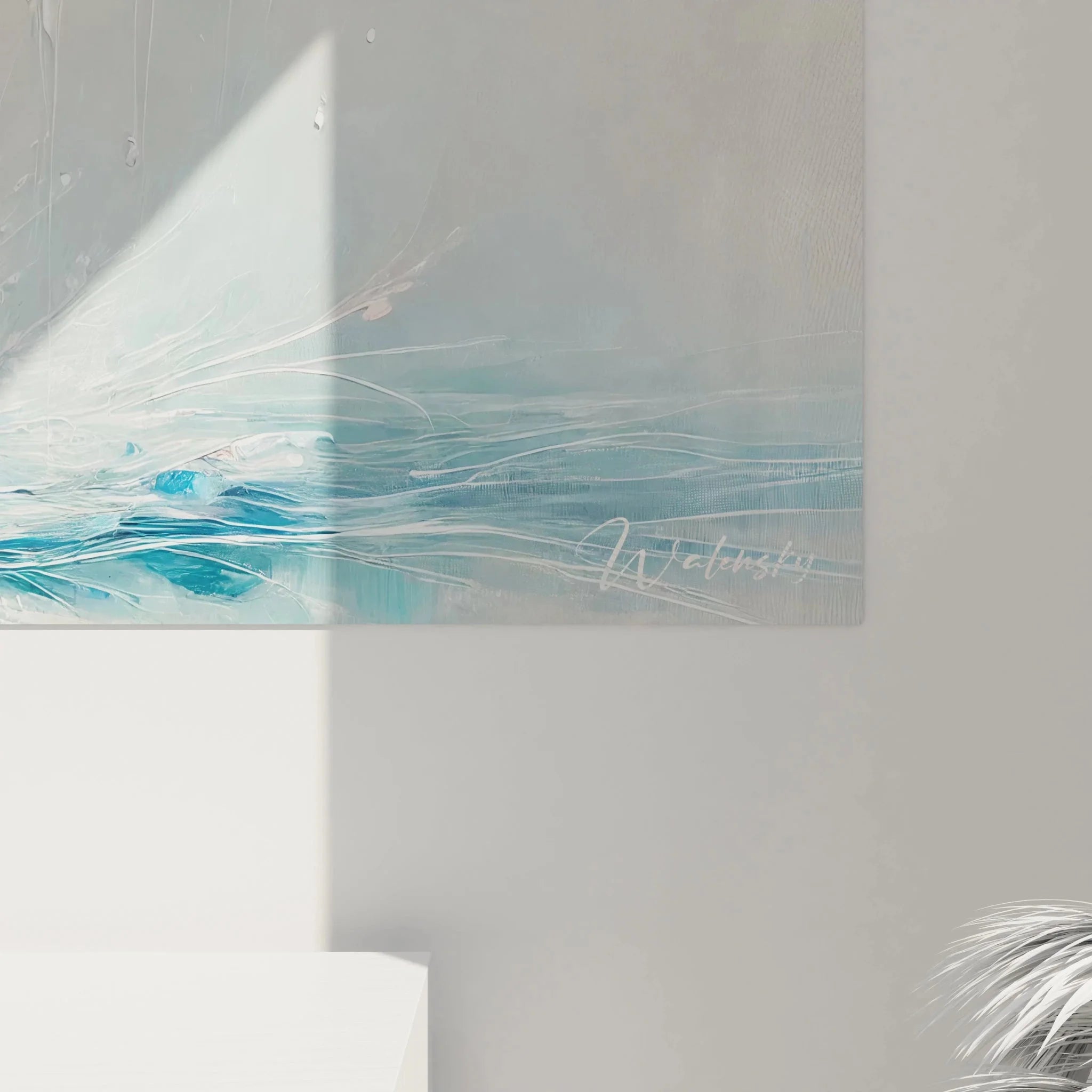 Gesamtansicht maritimes Wandbild XXL Walschwanz abstrakt für moderne Wohnräume