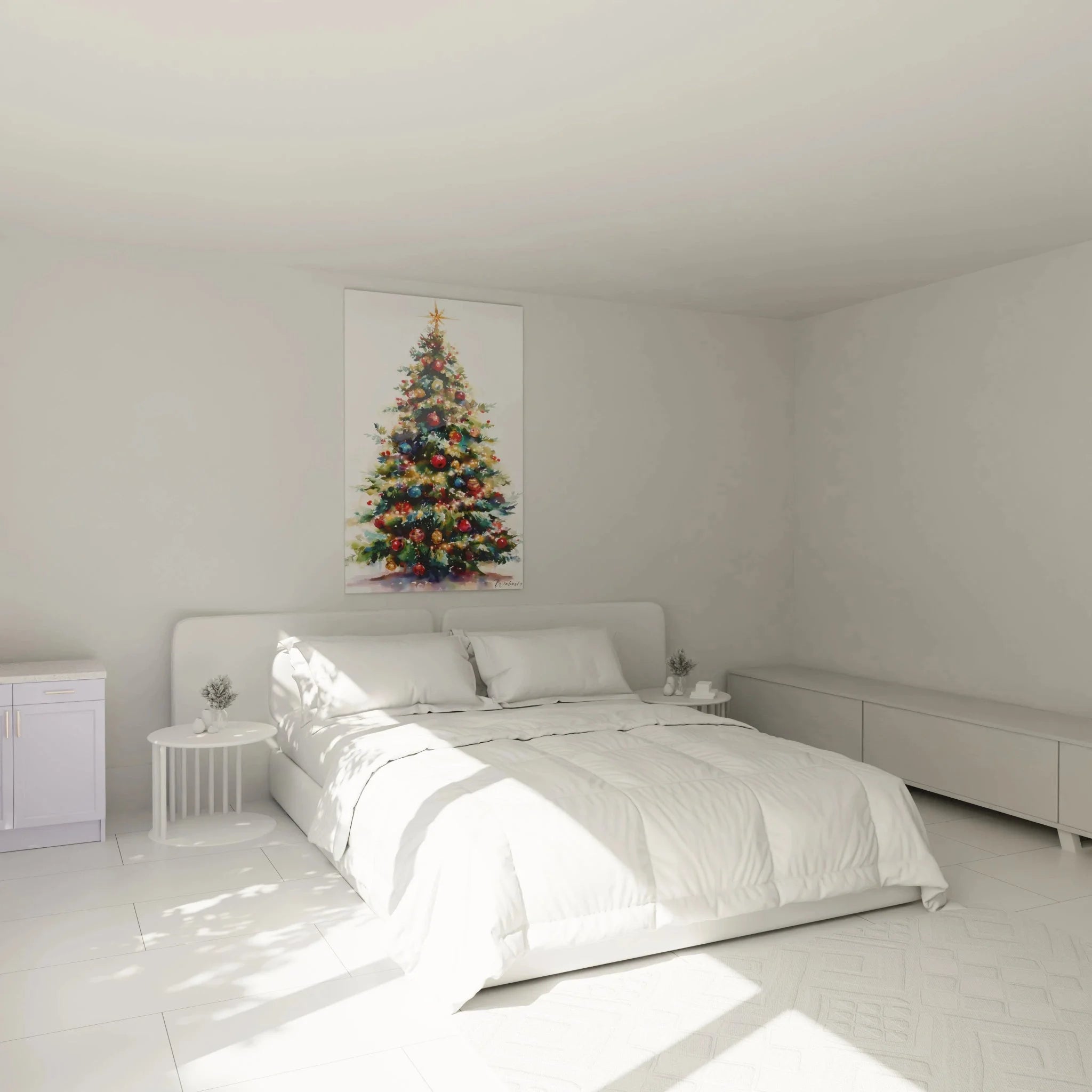 Wandbild XXL Weihnachtsbaum Aquarell Schlafzimmer Deko festliche Weihnachtsatmosphäre
