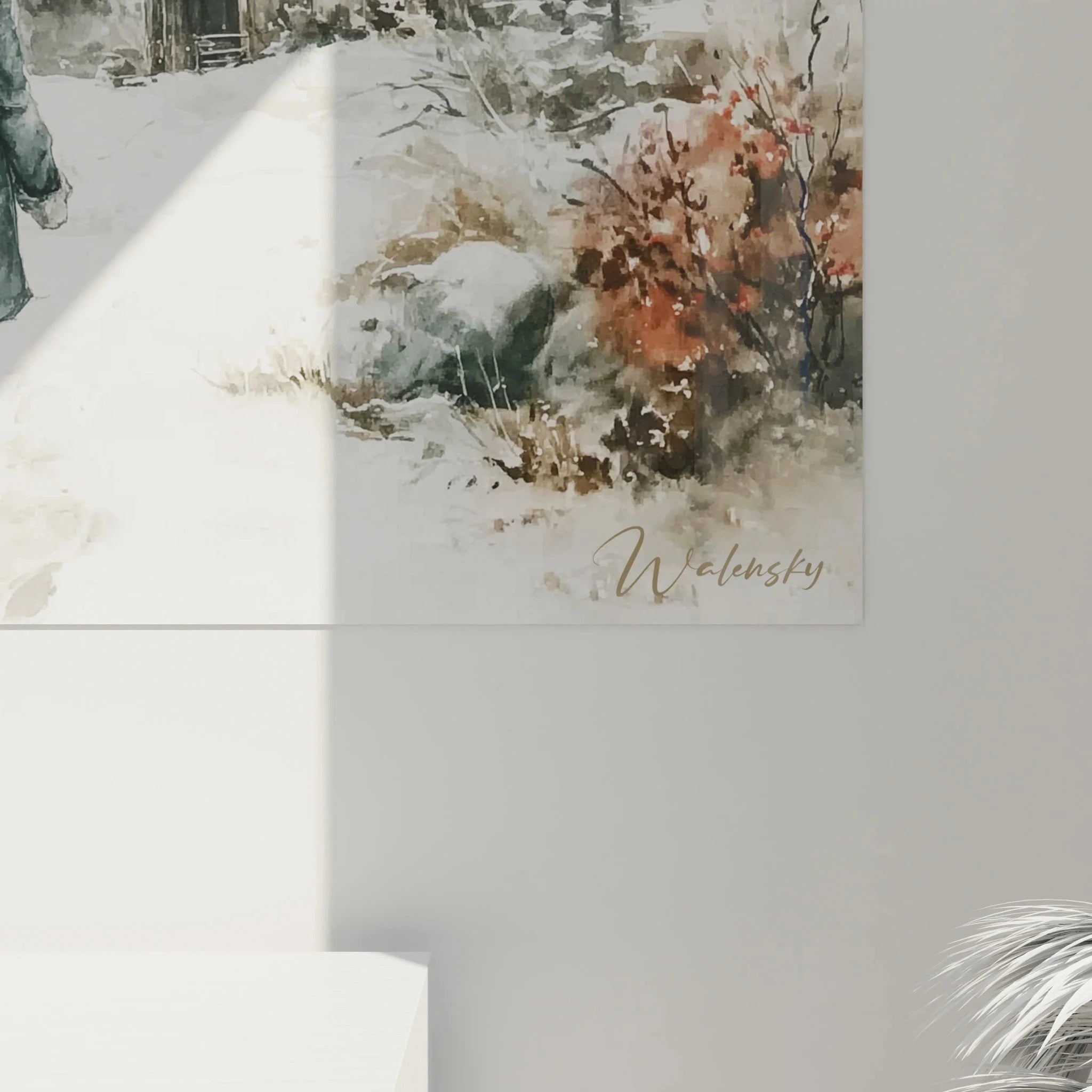 Gesamtansicht Wandbild XXL Winterspaziergang in verschneiter Landschaft mit Tannenwald