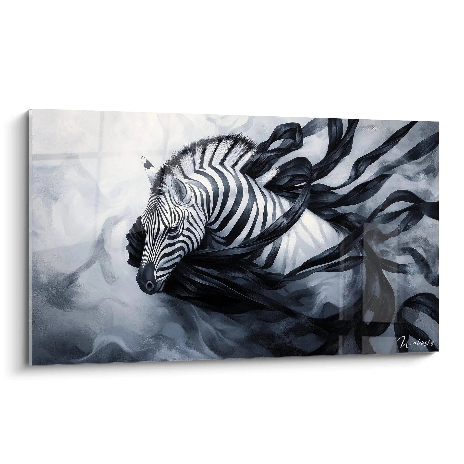 Wandbild Zebra Surrealismus - Surreale Metamorphose mit fließenden Formen schwarz weiß