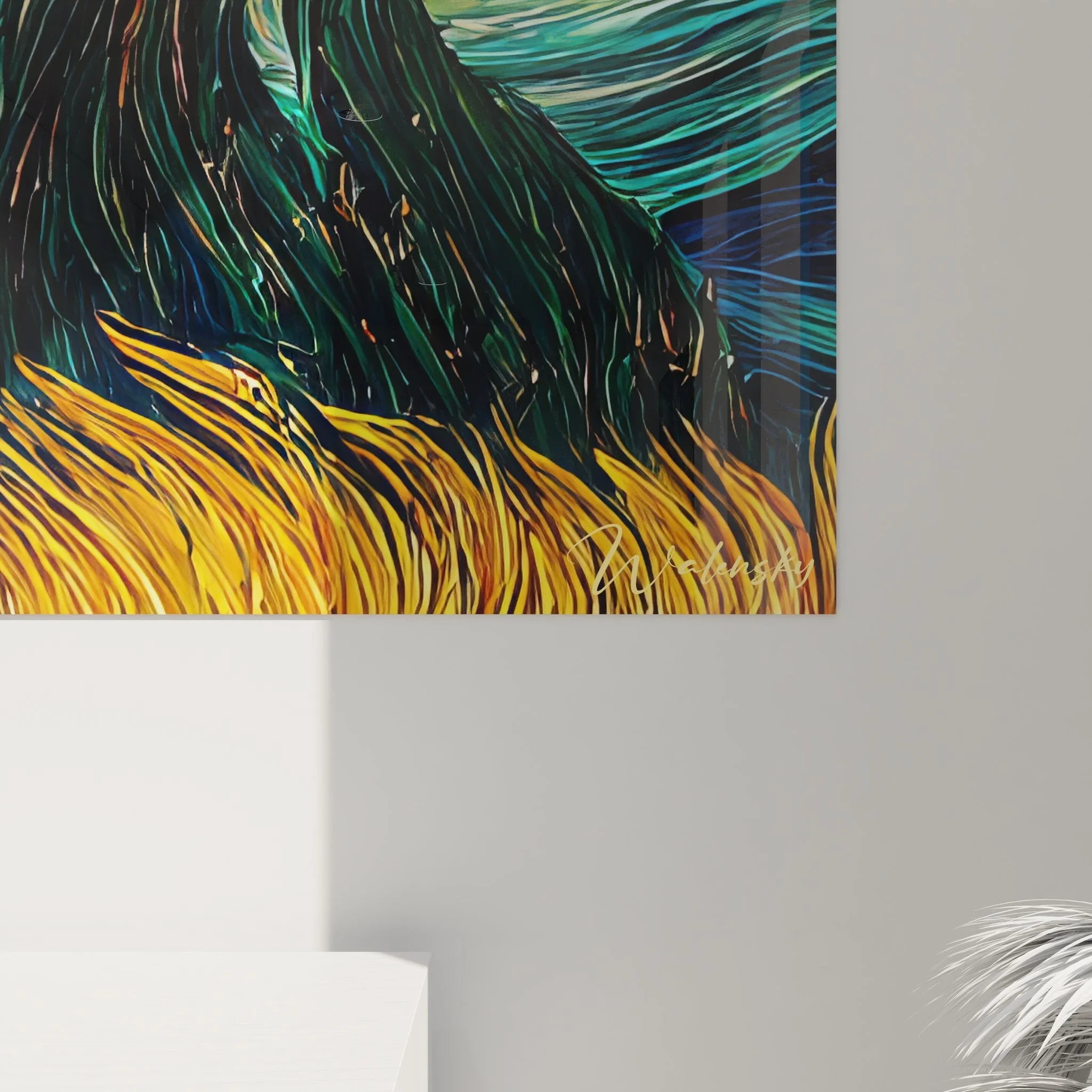 Gesamtansicht Wandbild Zypressen Sternennacht Post-Impressionismus Stil für moderne Wanddekoration