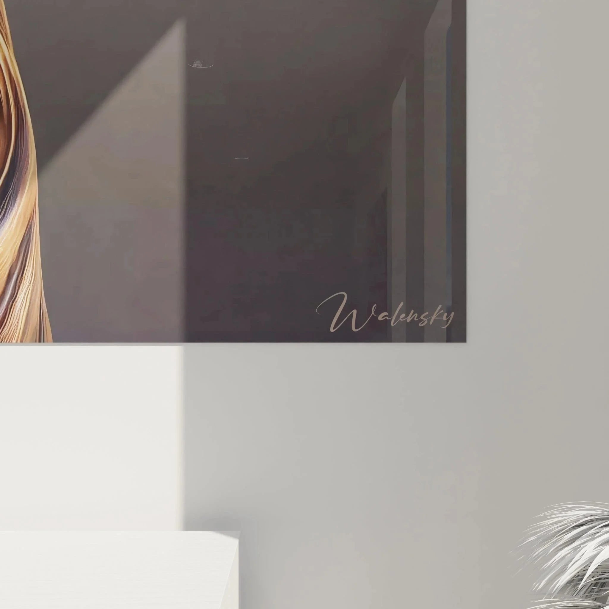 Gesamtansicht Wandbild Giraffe digitale Kunst als stilvolle Wanddekoration im modernen Wohnraum