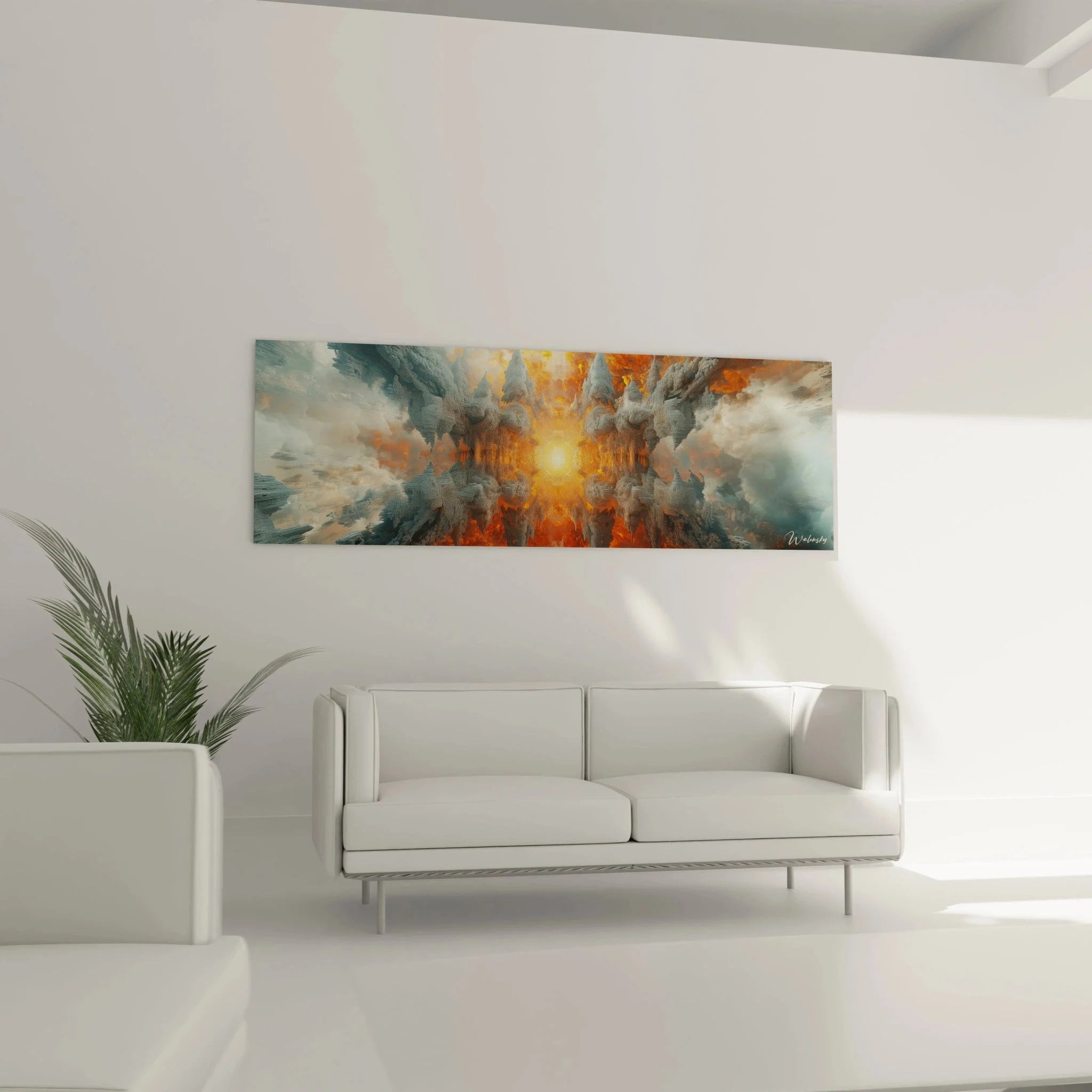 Detailansicht Wandkunst Apokalypse abstrakt mit Lichteffekten und Wolkenstrukturen in HD Qualität