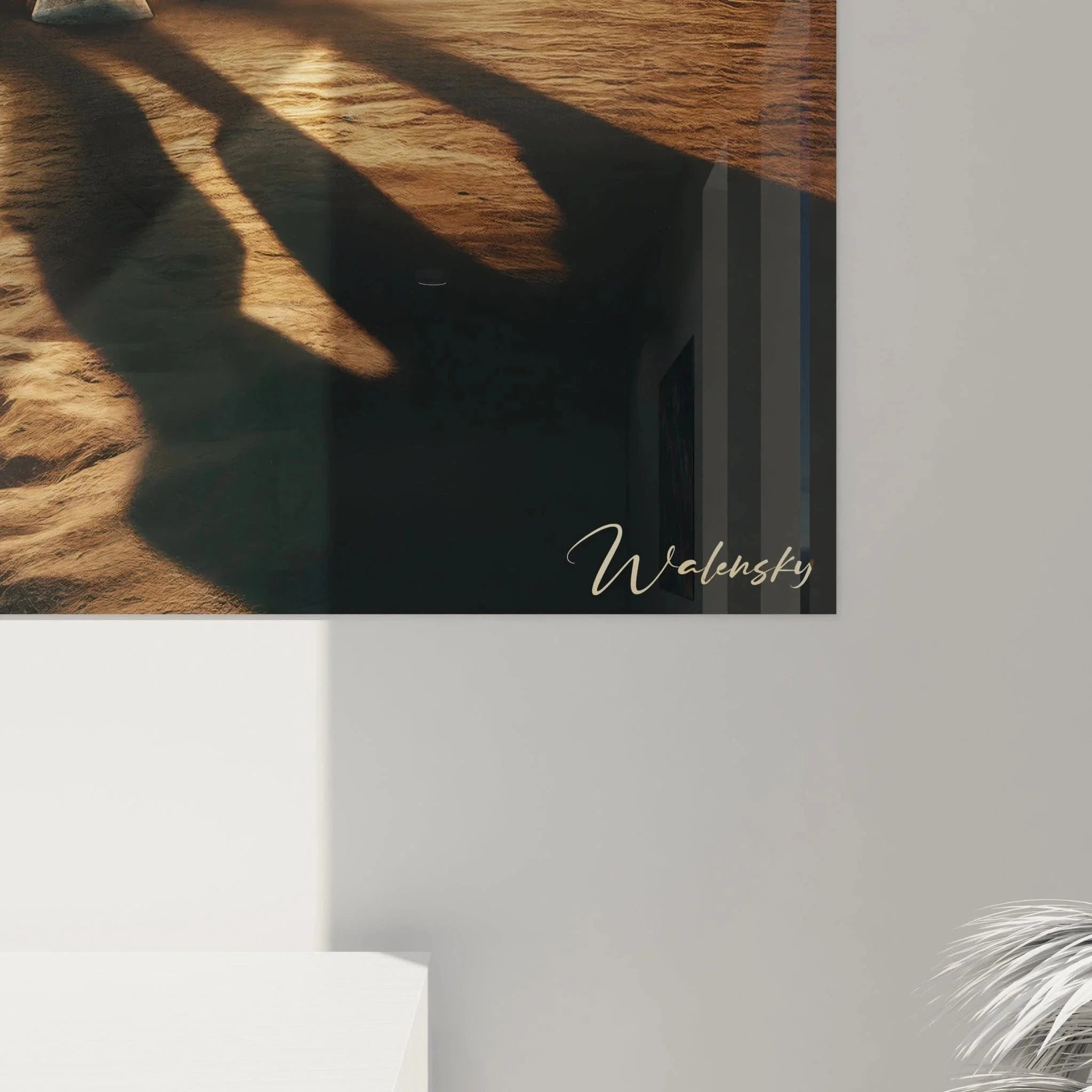 Gesamtansicht Wandbild XXL Pferd im Galopp - Premium Kunstdruck mit Sonnenuntergang Szenerie