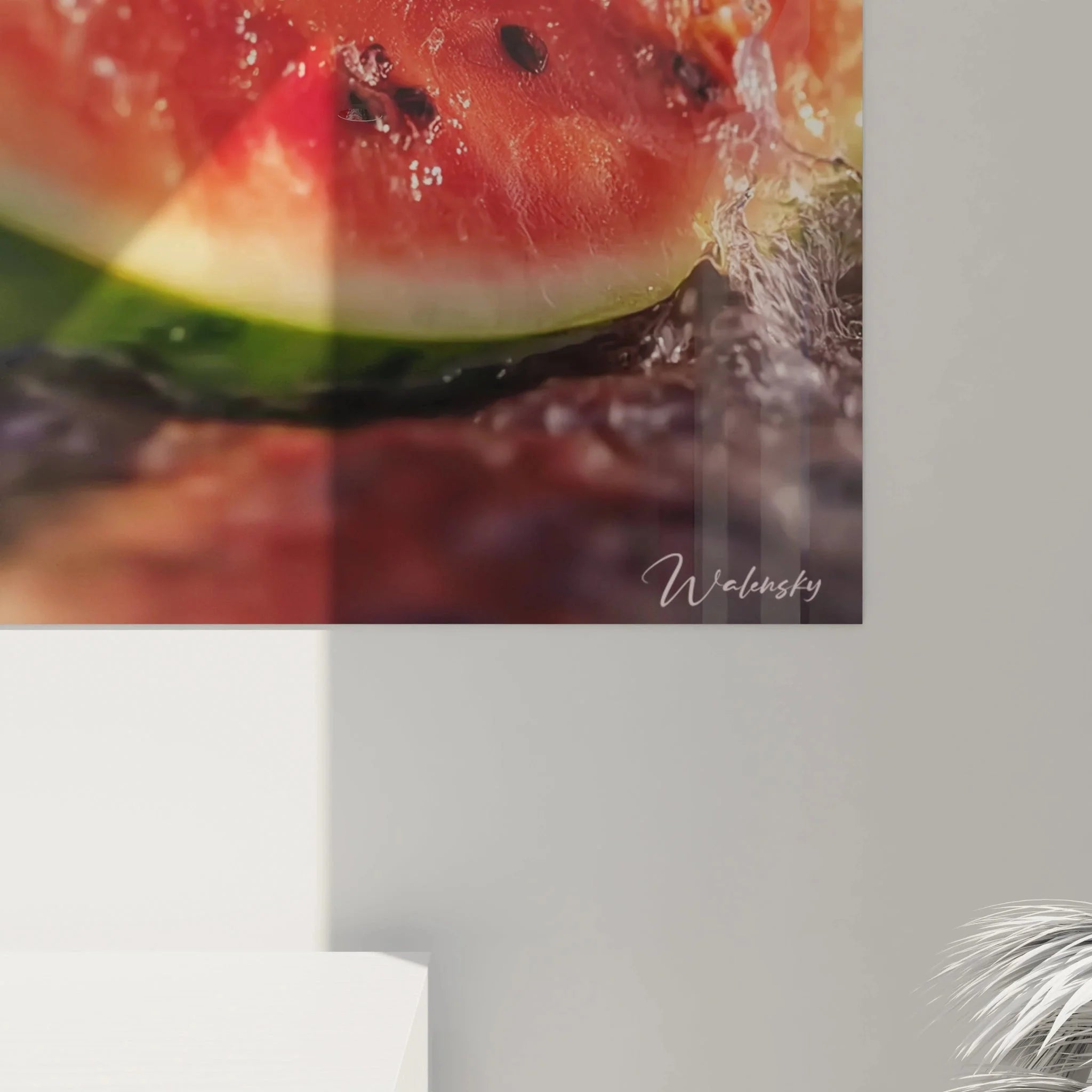 Gesamtansicht Sommerbild Wassermelone mit Strohhut und Sonnenbrille, XXL Wanddeko für moderne Räume